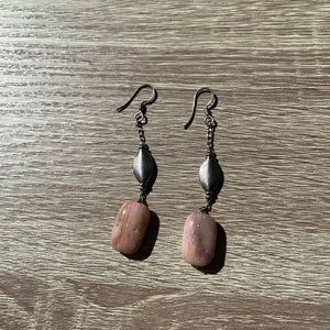 Elegant Pink Rose Quartz Drop Earrings on 925 Sterling Silver